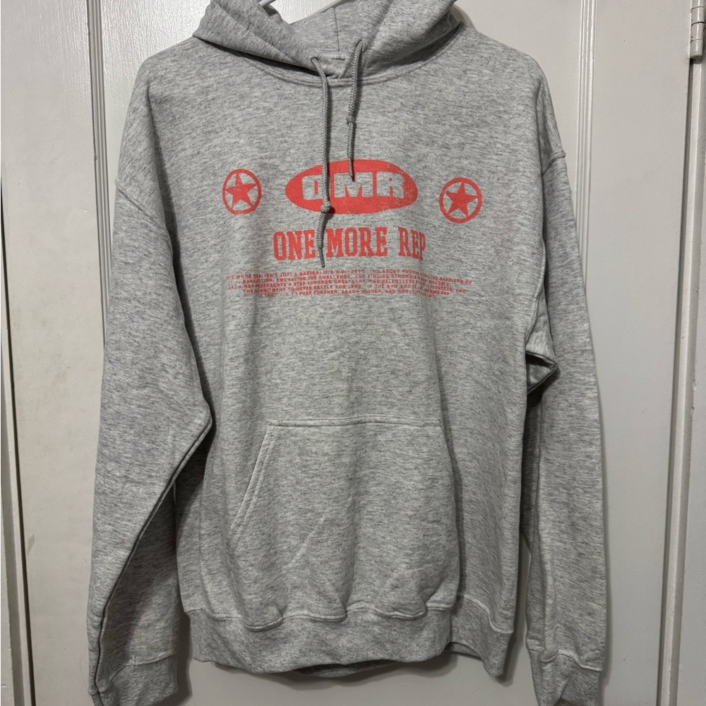 Men’s CVLA One More Rep Gray Hoodie with Salmon Print